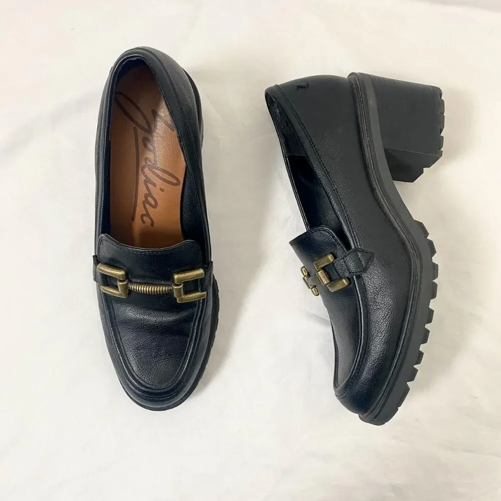 Zodiac 90s Style Chunky Destroyer Black Leather Platform Oxford Loafers  US 10